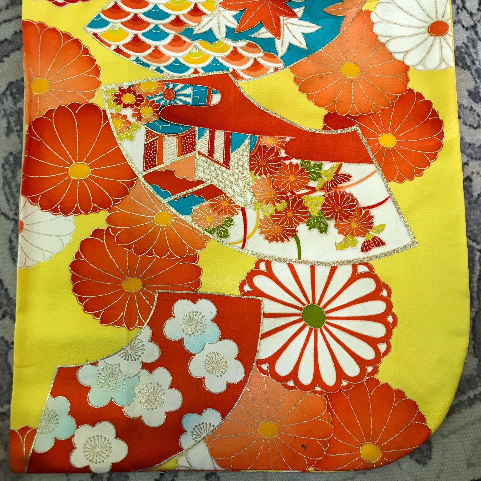 2025年購入 七五三 3歳女の子着物 黄色 半襦袢 帯セット 帯揚げ帯締め付き セミアンティーク きもの猫田 T344 限定