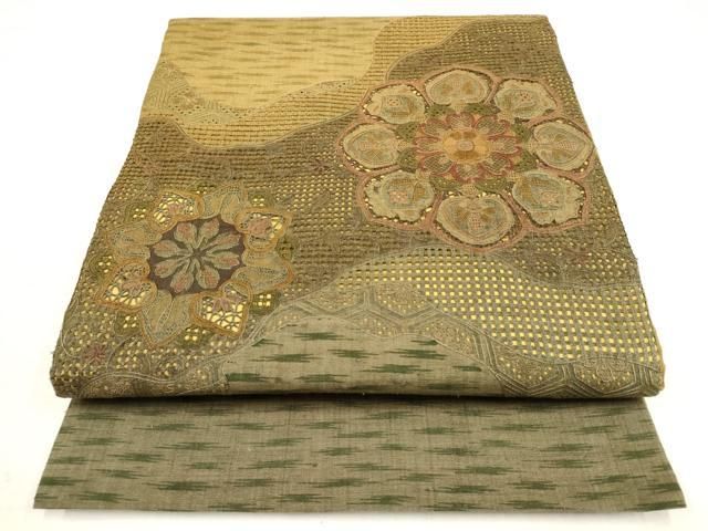 o*3様 単衣 逸品 総刺繍 中国三大刺繍 汕頭刺繍 一つ紋 正絹 T-5741 平和屋着物○中国三大刺繍 汕頭刺繍 スワトウ刺繍 袋帯 紬地 霞