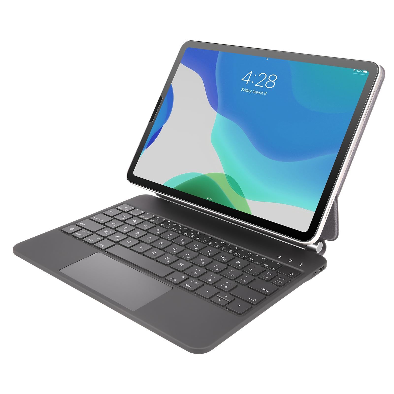 新着商品 マジックキーボードRii HL128 iPad Air 4|5|6 iPad Pro |11対応スマートキーボードマグネットフローティングデザイン トラックパッド付きキーボードケース 7色バックライト 日本語配列 ブラック