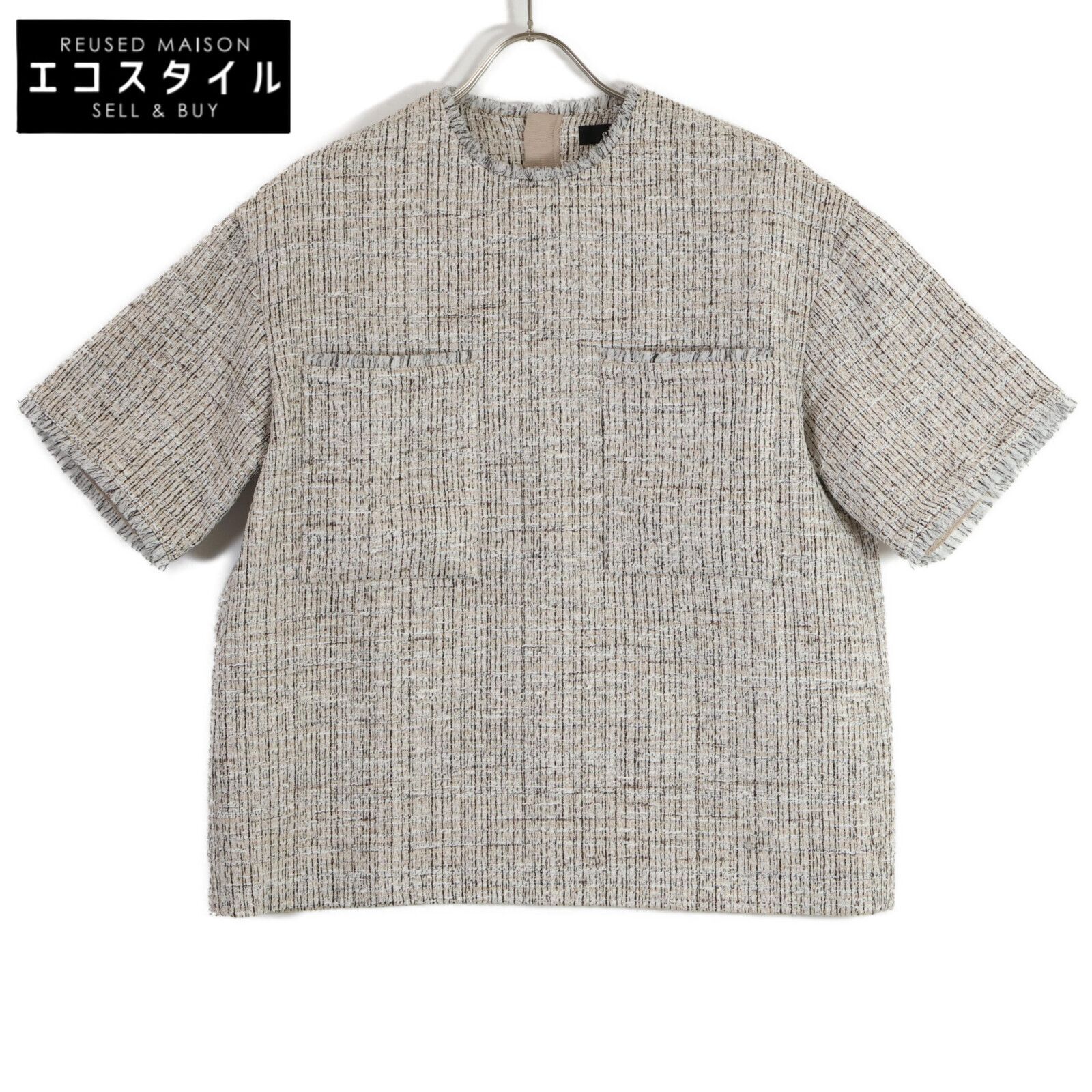 ebure エブール 4110700197 lt beige ﾎﾟﾘｴｽﾃﾙｺｯﾄﾝﾂｨｰﾄﾞ ﾆｯﾄ 38