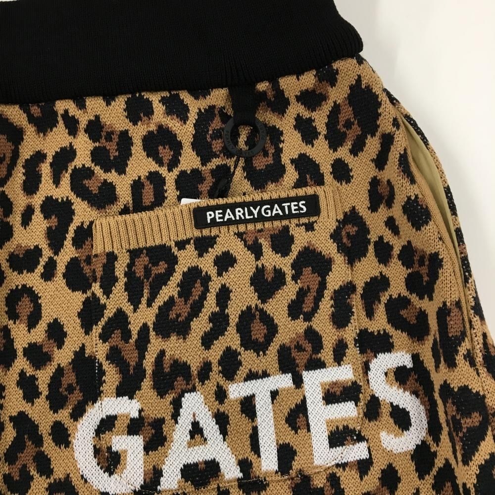 新品】パーリーゲイツ ニットスカート ライトブラウン×黒 レオパード柄