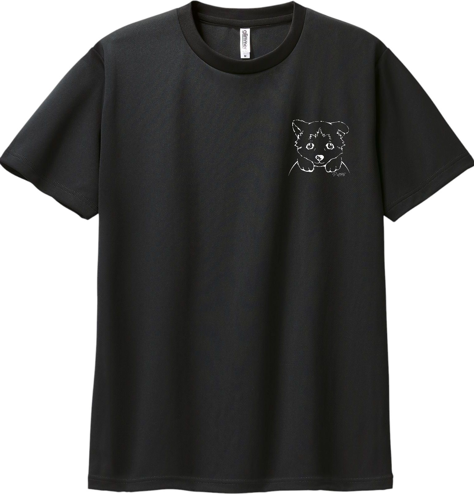 新品】いぬワンポイント/犬/Tシャツ/黒/半袖/プリント/シンプル 