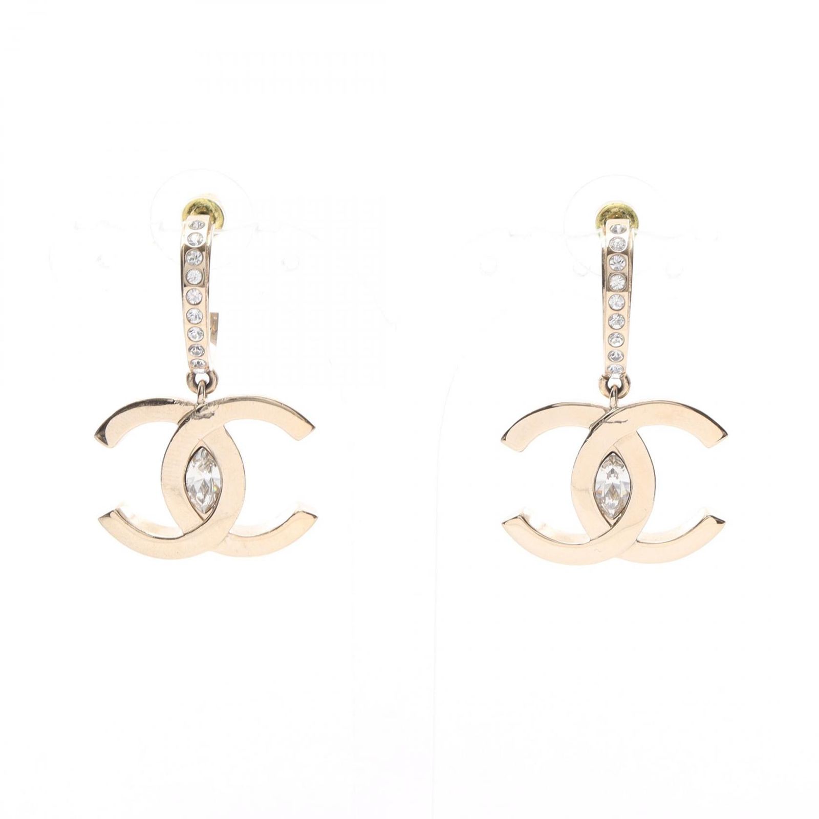 シャネル CHANEL ピアス ココマーク A23S GP ゴールドメッキ ココマークストーンピアス レディース Used A