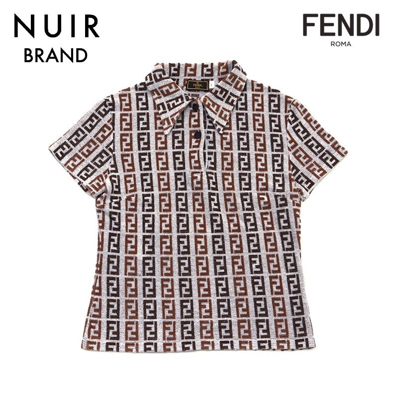 FENDI ズッカ柄 イタリア製 パイル地 ポロシャツ カットソー ストレッチ 10041_1.jpg