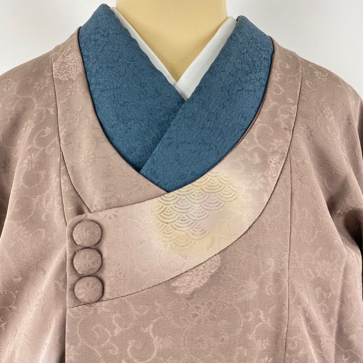 道行 身丈130cm 裄丈67cm M 和装コート 千代田衿 地紋 ぼかし 薄小豆  