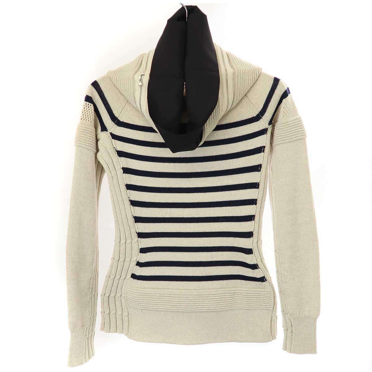 Jean-Paul GAULTIER - Jean Paul GAULTIER ジャンポールゴルチェ ジップオーバーネックボーダーニットセーター KRJB-CA2-2046 アイボリー系 S Jean-Paul GAULTIER - Jean Paul GAULTIER ジャンポールゴルチェ