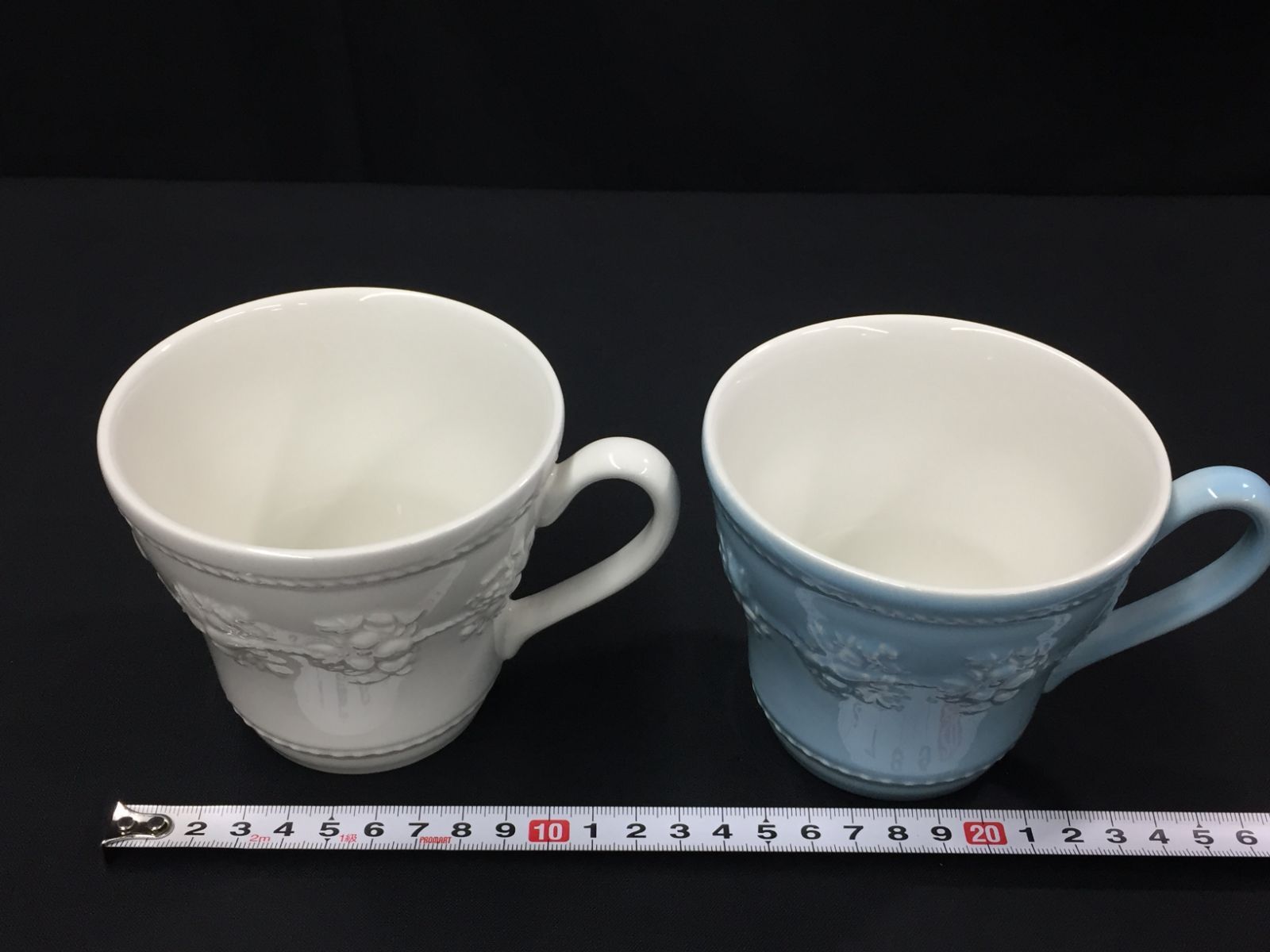 ウェッジウッド　WEDGWOOD　マグカップ　2客　フェスティビティ　ブルー　ホワイト　現状品　MO9-005