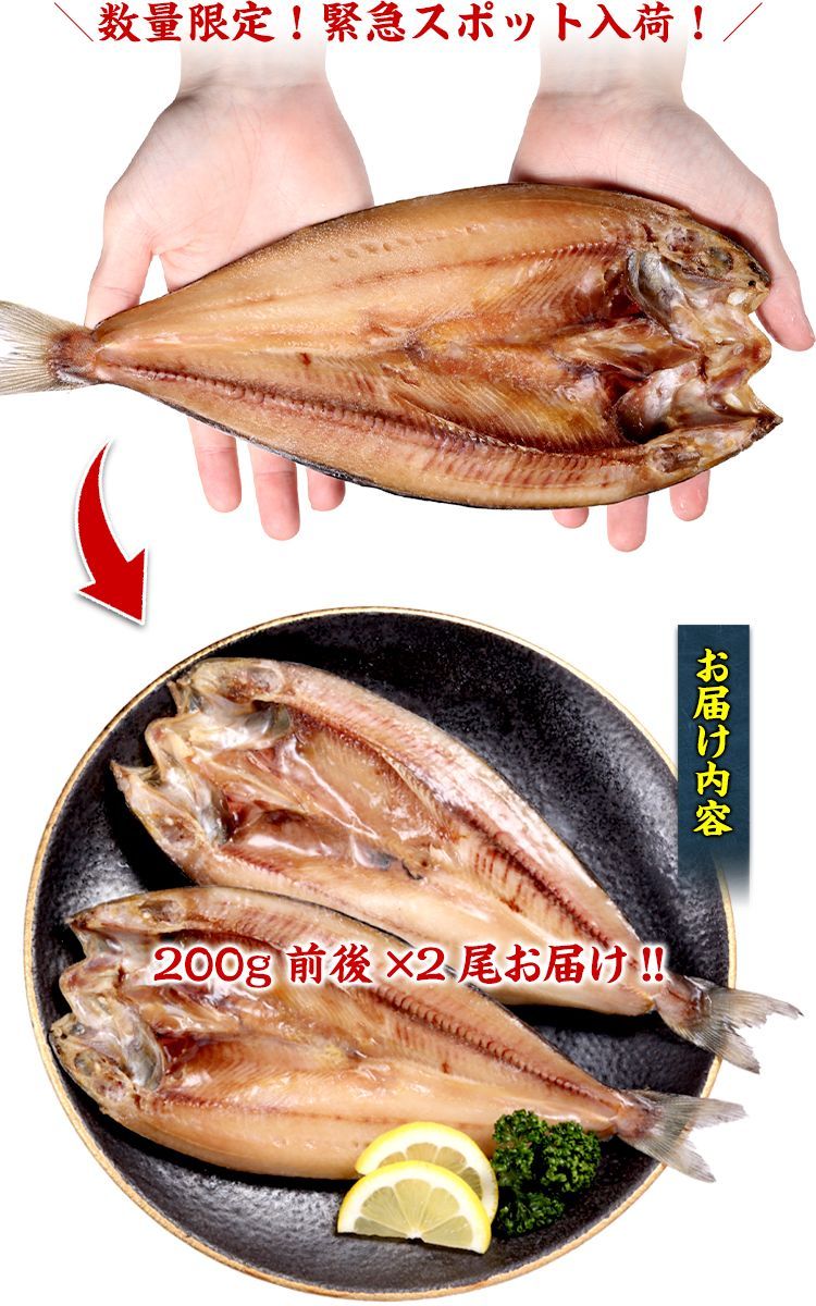 【!!お助けください!! 賞味期限12/3まで】 脂のり抜群の北海道産真ほっけ一夜干し🐟️ 約200g×2枚入り🎣【甲羅組】