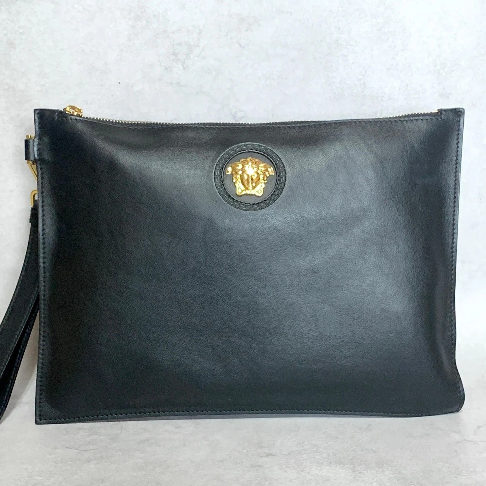 Versace ヴェルサーチェ クラッチバッグ メデューサ ハンドバッグ ストラップ付き ブラック 黒