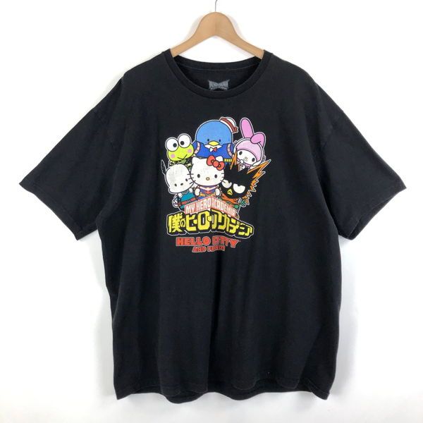 【古着】 僕のヒーローアカデミア キャラクターTシャツ HELLO KITTY u0026 FRIENDS サンリオコラボ ブラック系 メンズXL以上 【中古】 n055490