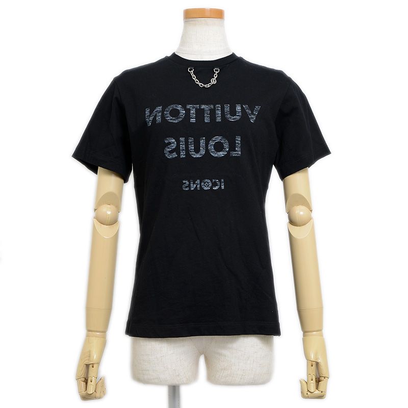 ルイ･ヴィトン ロゴリバース チェーン 半袖Tシャツ コットン ブラック レディ
