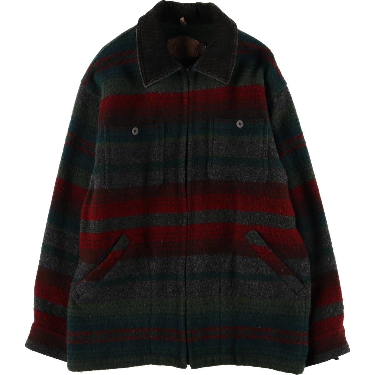 古着 90年代 ウールリッチ WOOLRICH ネイティブボーダー ウールジャケット メンズL相当|eaa522229