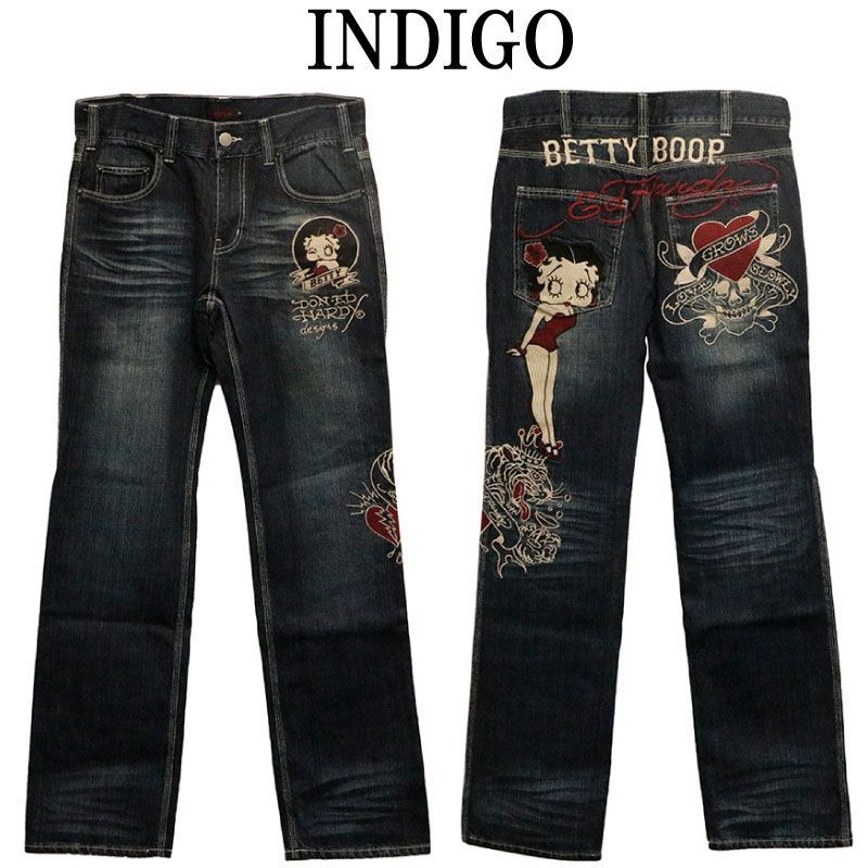 ED HARDY × BETTY BOOP 刺繍 デニムパンツ（ BED-2402 ） ED
