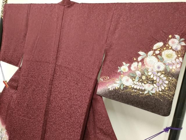 平和屋着物○訪問着 辻が花 暈し染め 金彩 銀通し地 正絹 逸品