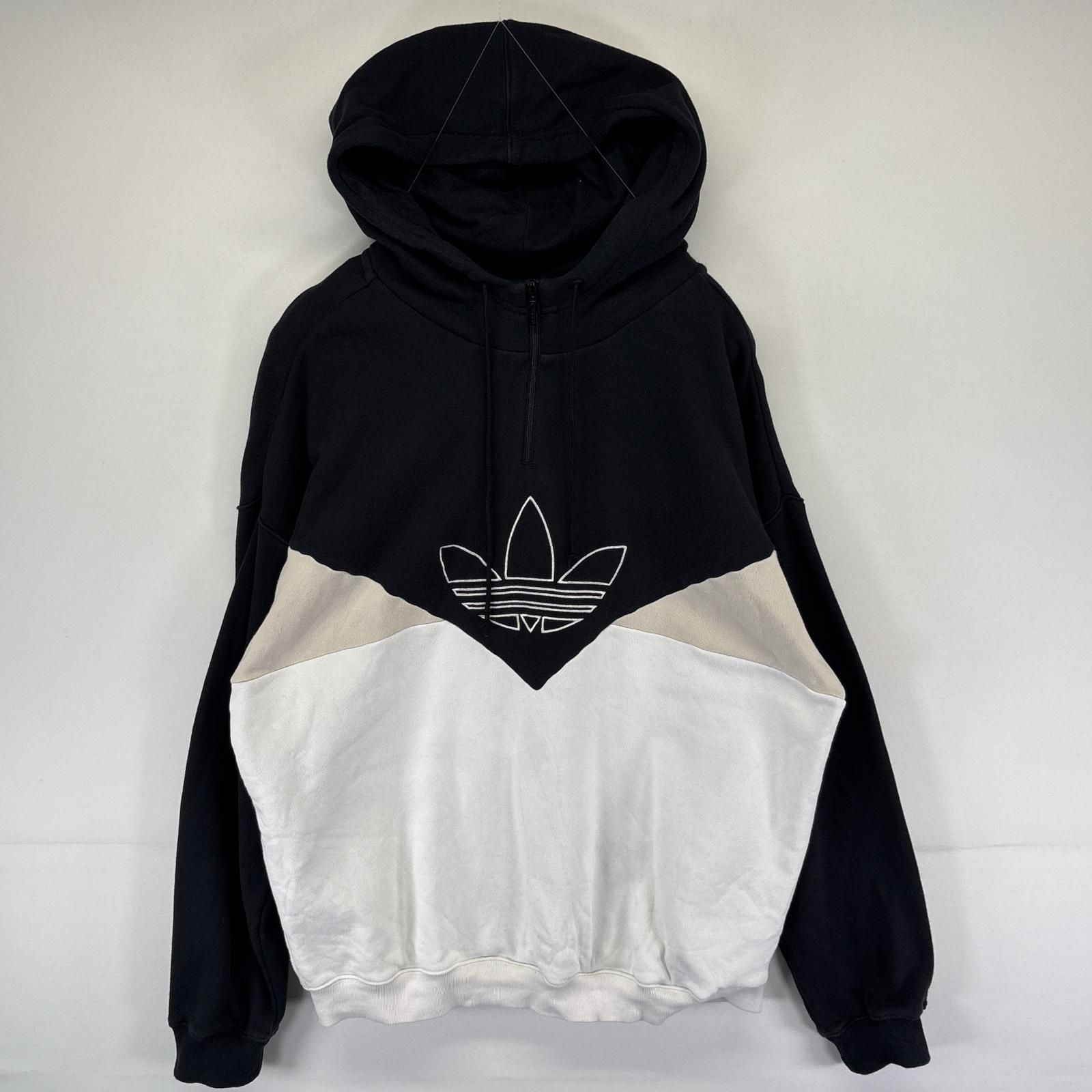 adidas アディダス スウェット 古着 ハーフジップ M 白 黒 12719 Amazon.co.jp: adidas Originals レディース ハーフジップ