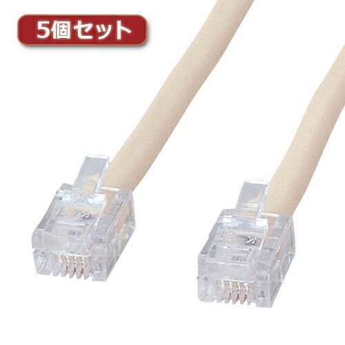 5個セット サンワサプライ シールド付ツイストモジュラーケーブル TEL-ST-15N2X5