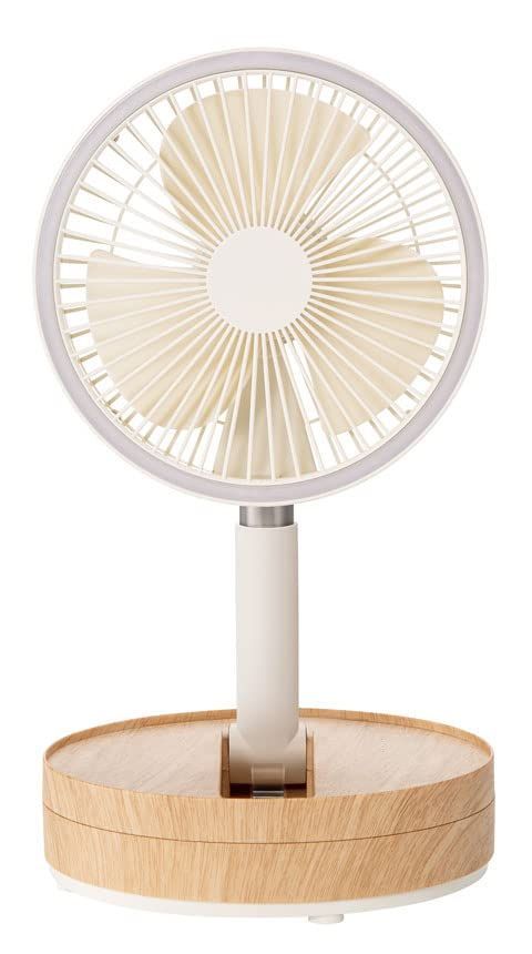 THREEUP スリーアップ 充電式 折畳んで収納 左右自動 首振り マルチフォールディングファン アイボリーウッド LF-T2204-IV