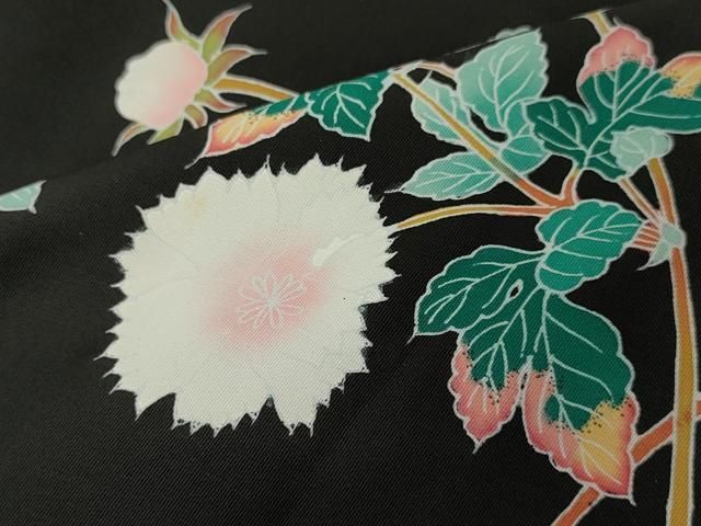 平和屋着物＃羽織 友禅 枝花文 黒地 正絹 逸品 CAAT5874id - メルカリ