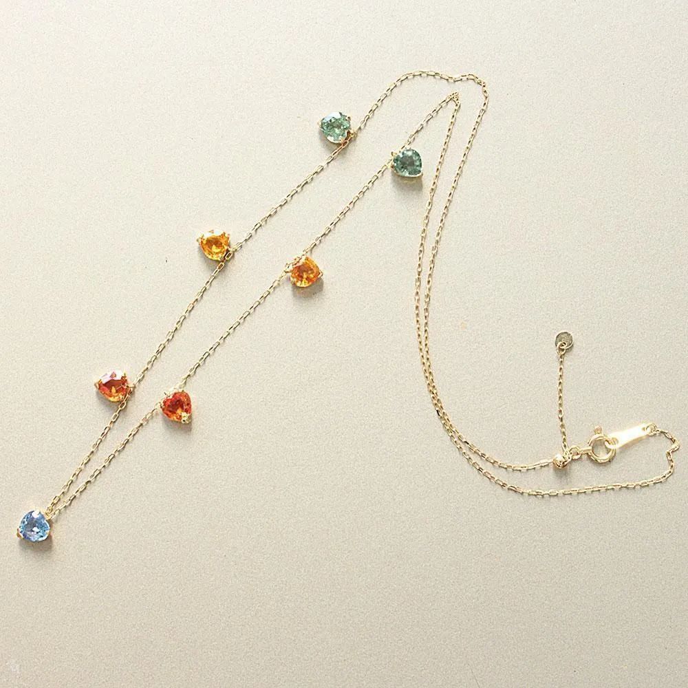 マルチカラー 4ctハート サファイア K18 yg ネックレス 鑑別付き