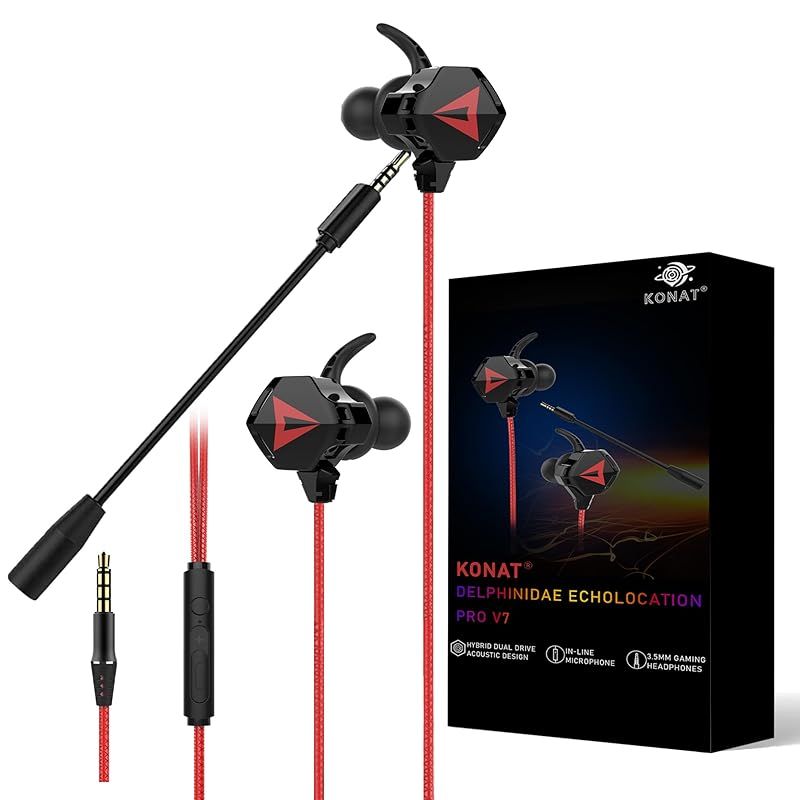 Pro V7 マイク付きゲーミングイヤホン for Gaming 有線 ゲーミングイヤホン ps5 イヤホン バイノーラル サラウンド ブラック Nintendo Switch 在宅勤務 テレワーク ビデオ会議 リモートワーク 3.5mm変換ケー