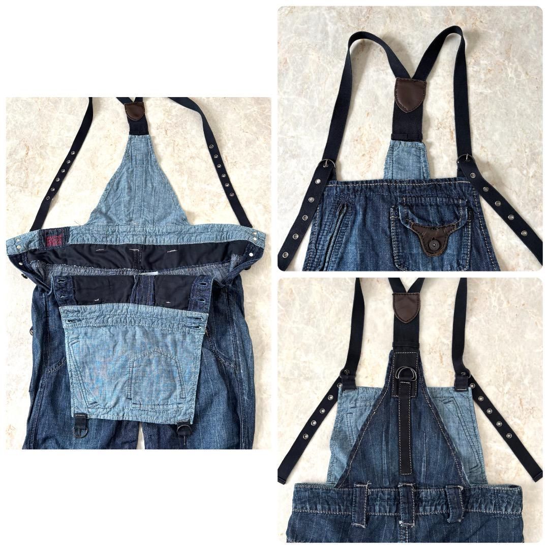 MFG マリテフランソワジルボー デニムオーバーオール インディゴ 綿麻