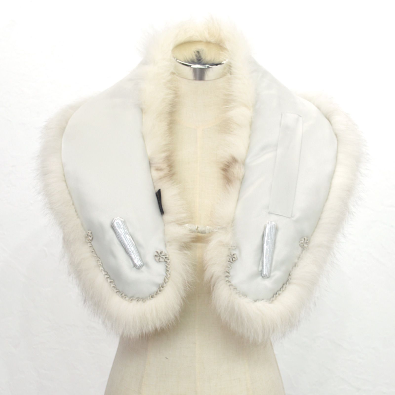 新品》天然 振袖用 ファーショール ブルー フォックス リアルファー 