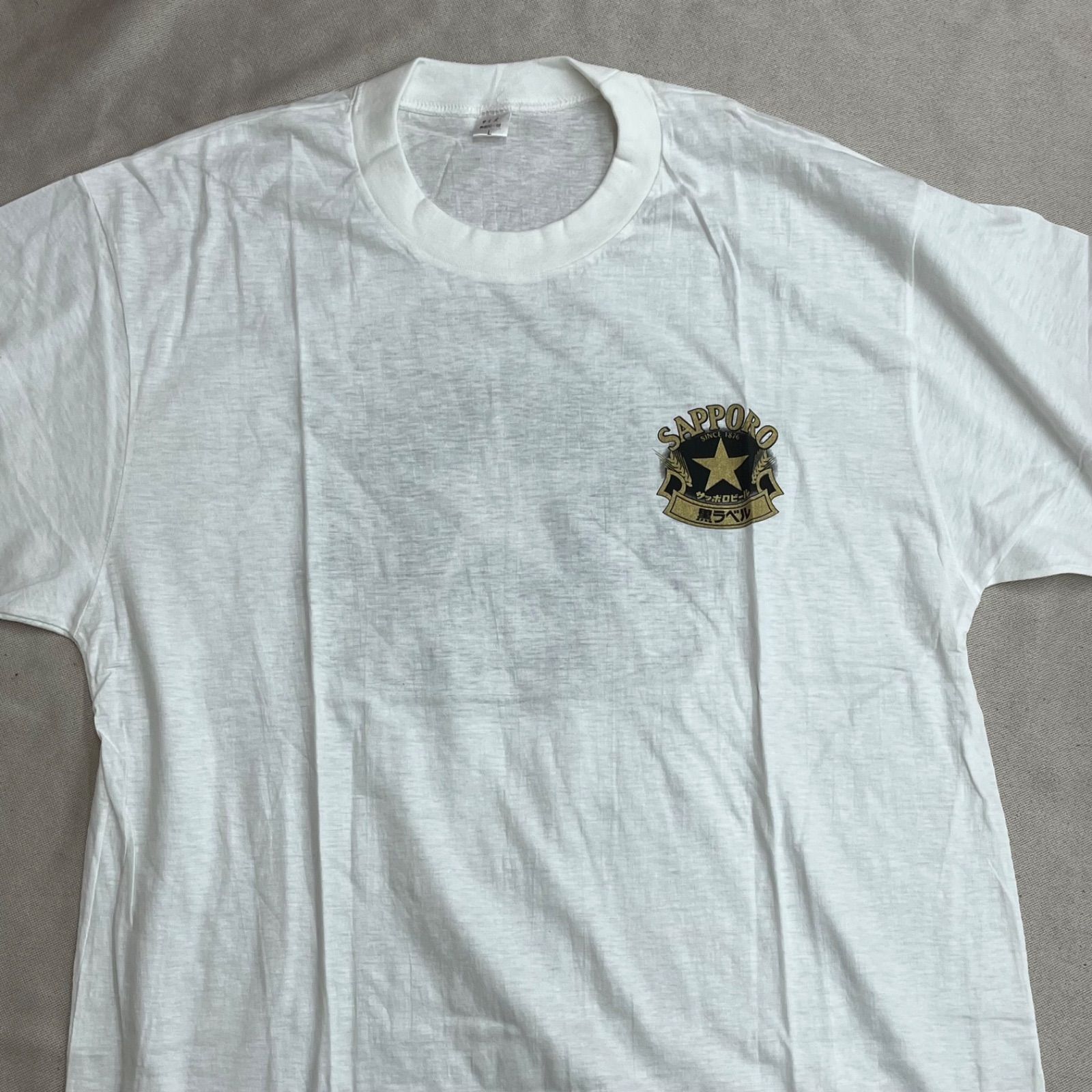 未使用】90s サッポロ 黒ラベル Tシャツ シングルステッチ L ビール お