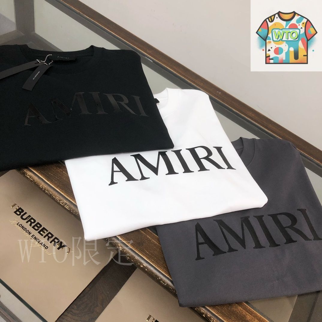 今日特価】Amiri 25SS 男女共通 プリントロゴ付き丸首ショート