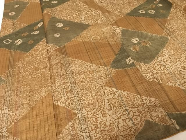 平和屋着物○伝統工芸士 七代目 吉澤与市 紬 切り嵌め菊文 やまと誂製