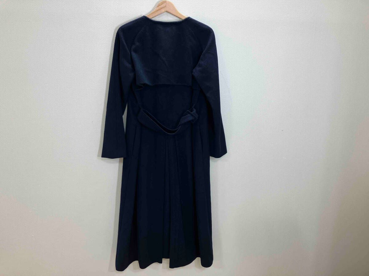 コート ネイビー dessin de mode ウールロング 襟無しWロングコート