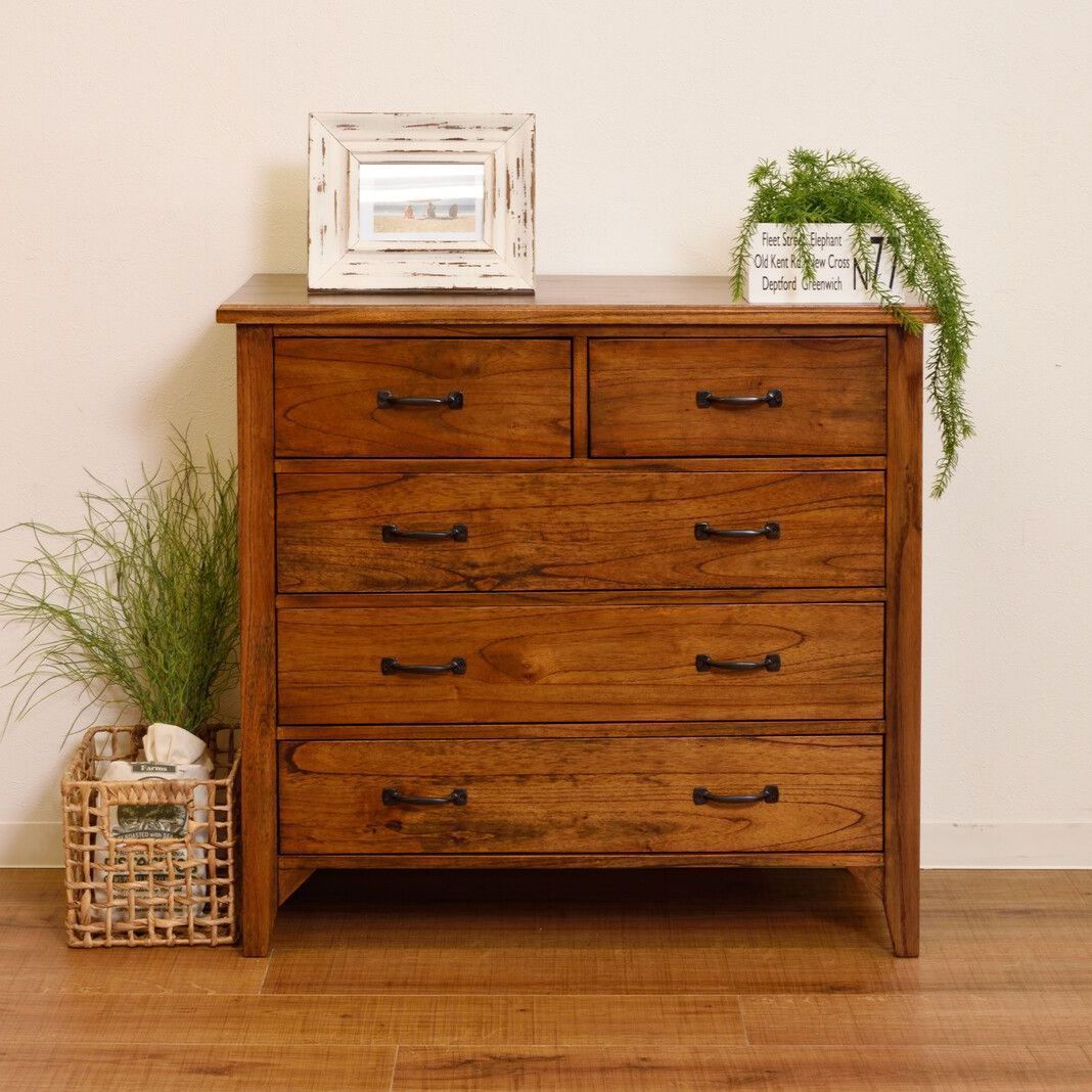 ♪ヴィンテージ調 天然木 ４段 チェスト 幅８０cm 北欧 おしゃれ ティンバー キャビネット