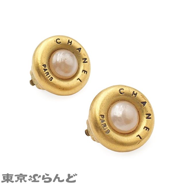 イヤリング・CHANEL・ヴィンテージ シャネル CHANEL イヤリング ゴールドxホワイト メタル