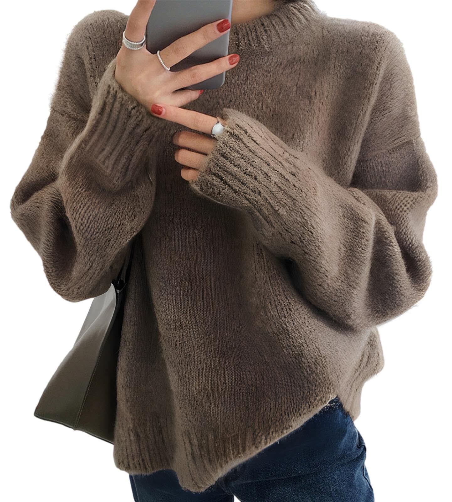 【新着商品】[andrei] 在庫処分 アンドレイ ニット セーター ベーシック シンプル プルオーバー ゆる 暖かい 丸首 長袖 無地 冬 レディース
