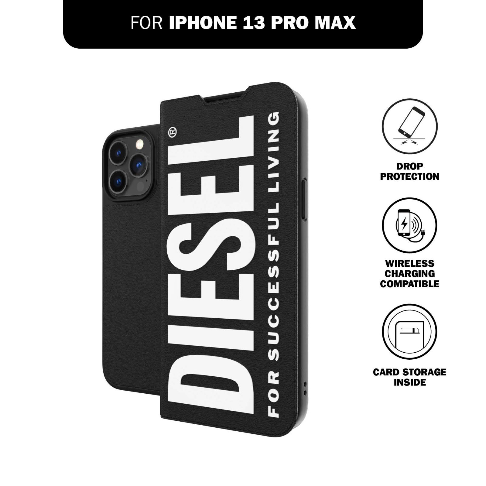 DIESEL iPhone13ProMaxケース 手帳型 おしゃれ ブランド ロスマホアクセサリー