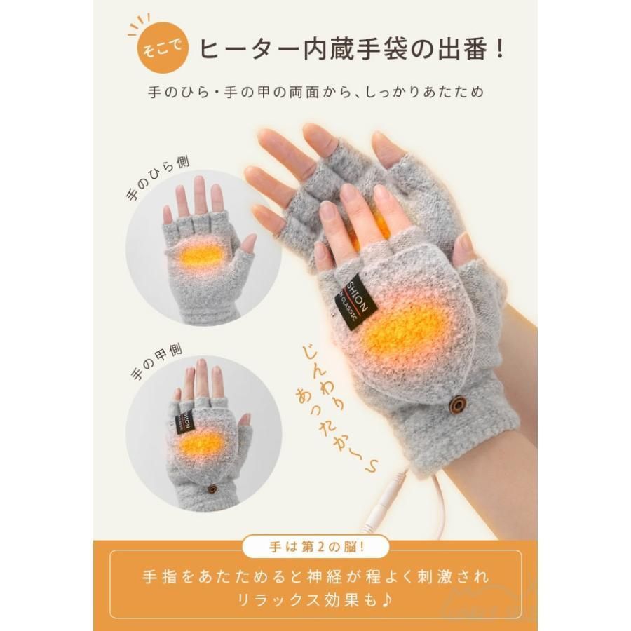 新品 電熱手袋 USB充電式 レディース 電熱グローブ 指なし