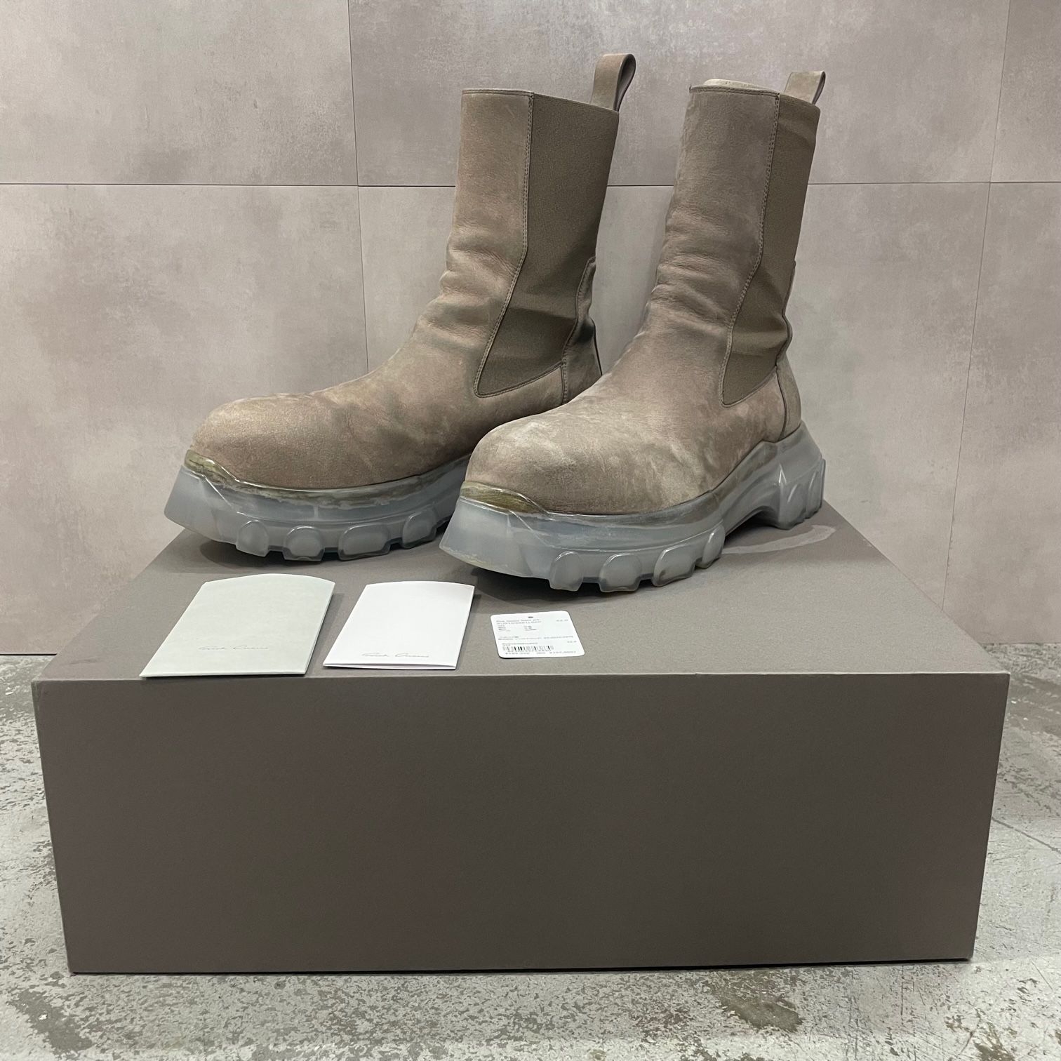 参考上代207900円 正規 Rick Owens BEATLE BOZO TRACTOR バトルトラクター レザー ブーツ RU01D3881 リックオウエンス 42 89904A1