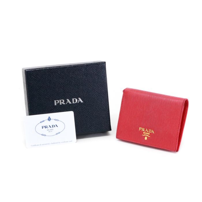 プラダ PRADA 二つ折り財布 サフィアーノ (レザー) GD金具 1MV204 ...