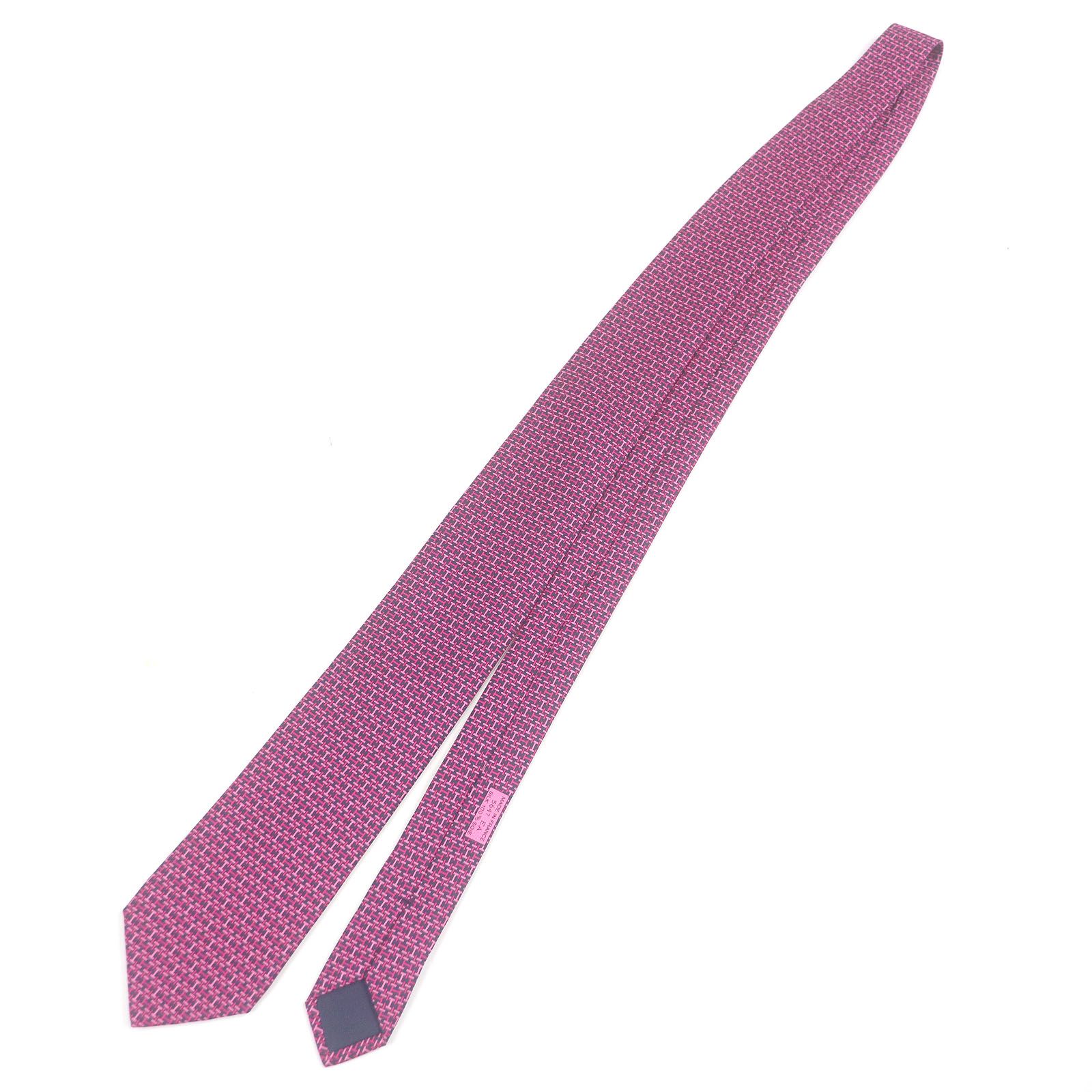 極美品】HERMES エルメス ニットタイ ネイビー シルクツイルタイ