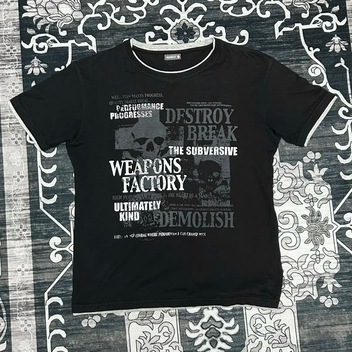 フリービット パンク ドクロ Y2K レイヤード 半袖