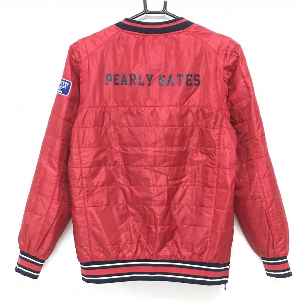 パーリーゲイツ 4WAY中綿リバーシブルスニード ネイビー 裏レッド 袖