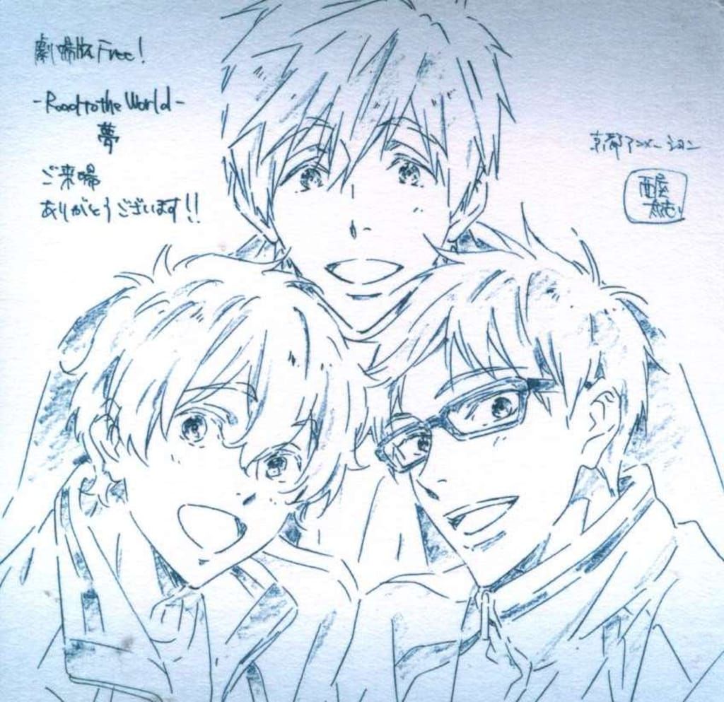 劇場版 Free!シリーズ 入場者特典 イラストデザインコースター 全種 数量限定 入場者プレゼント「総作画監督 岡村公平 描きおろし