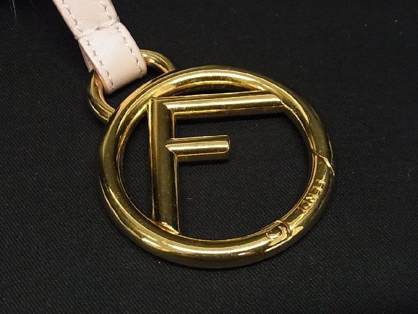 □極美品□ FENDI フェンディ ファー×レザー ポンポンチャーム 