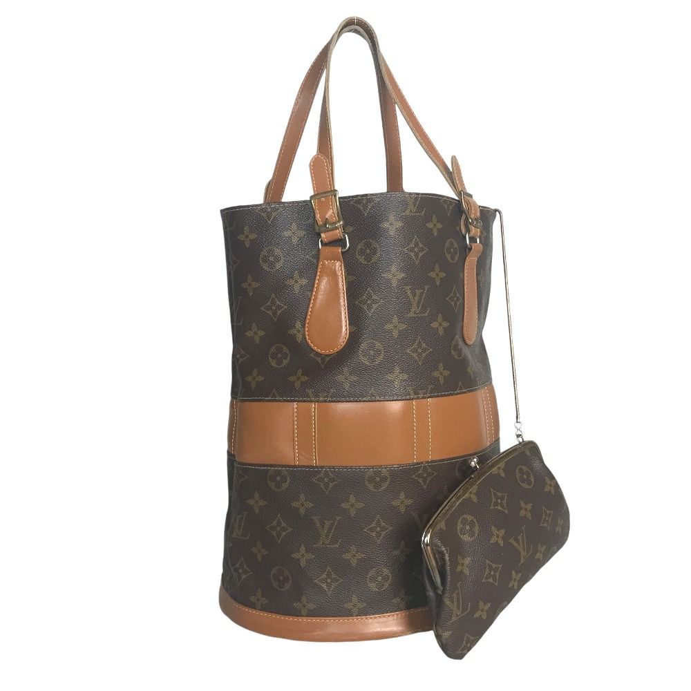 LOUIS VUITTON ルイヴィトン バケットGM M42236 トートバッグ 肩掛け ポーチ付き モノグラムキャンバス ブラウン系