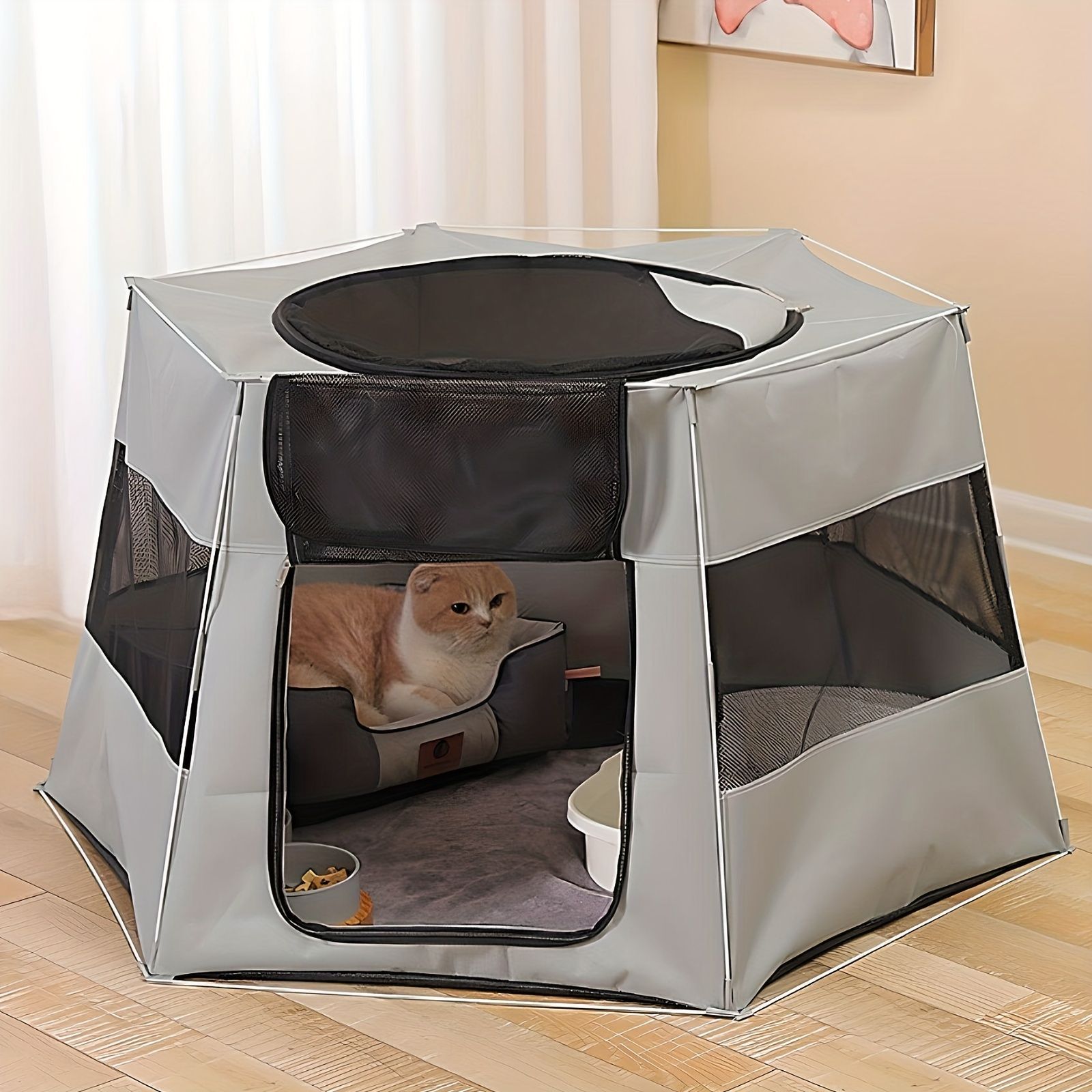 ペットハウス ペットサークル ケージ 折り畳み 持ち運び簡単 犬 猫 キャットハウス 折りたたみキャリー 旅行 ブルー グレー