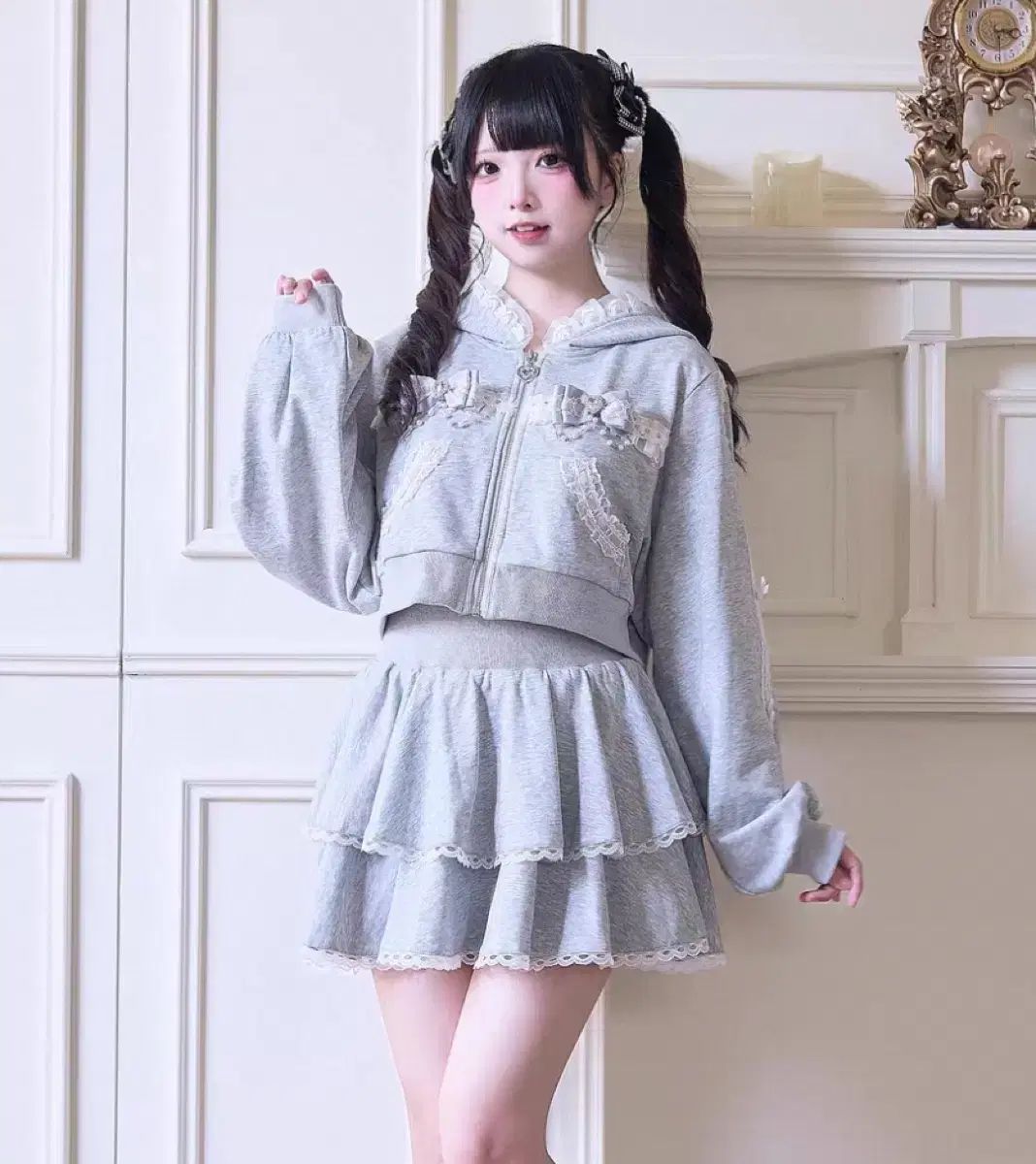 ノーゲンキ nogenki トレーナー セットアップ グレー トップス スカート 量産型 地雷系