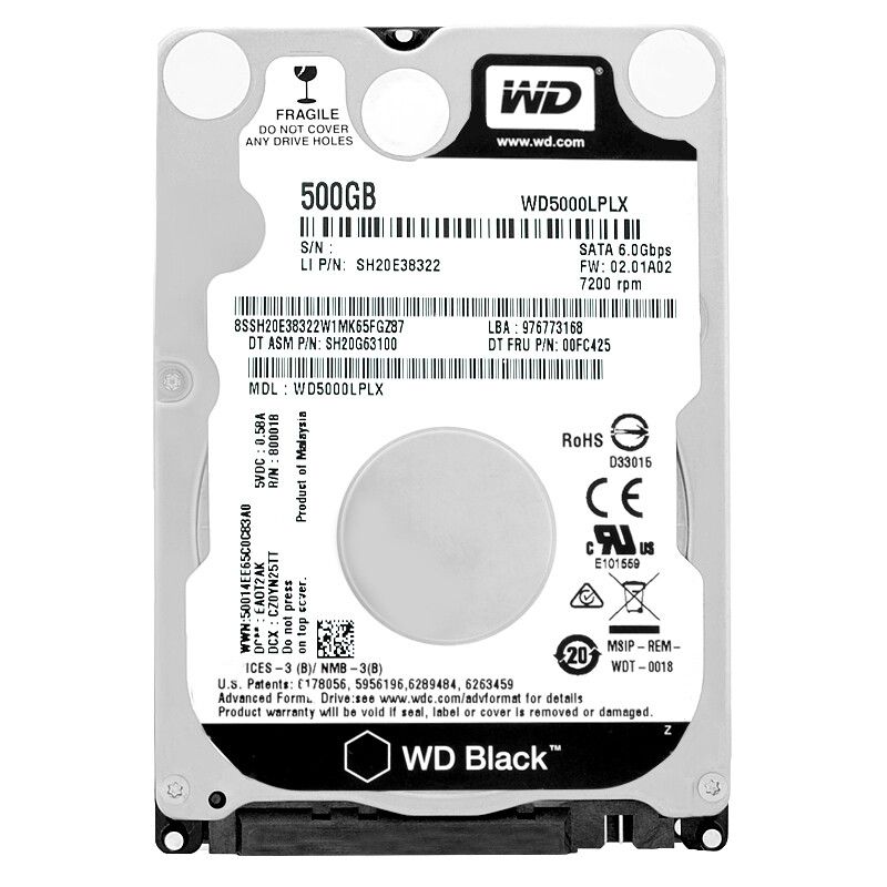 Hard Drive Western Digital 500GB WD5000LPLX 32MB Cache 7200RPM SATA III 2.5