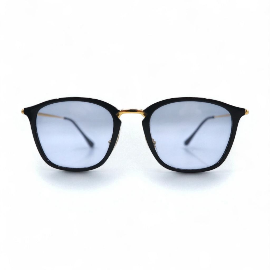 Ray-Ban スクエア サングラス ブラック ゴールド カラーレンズ