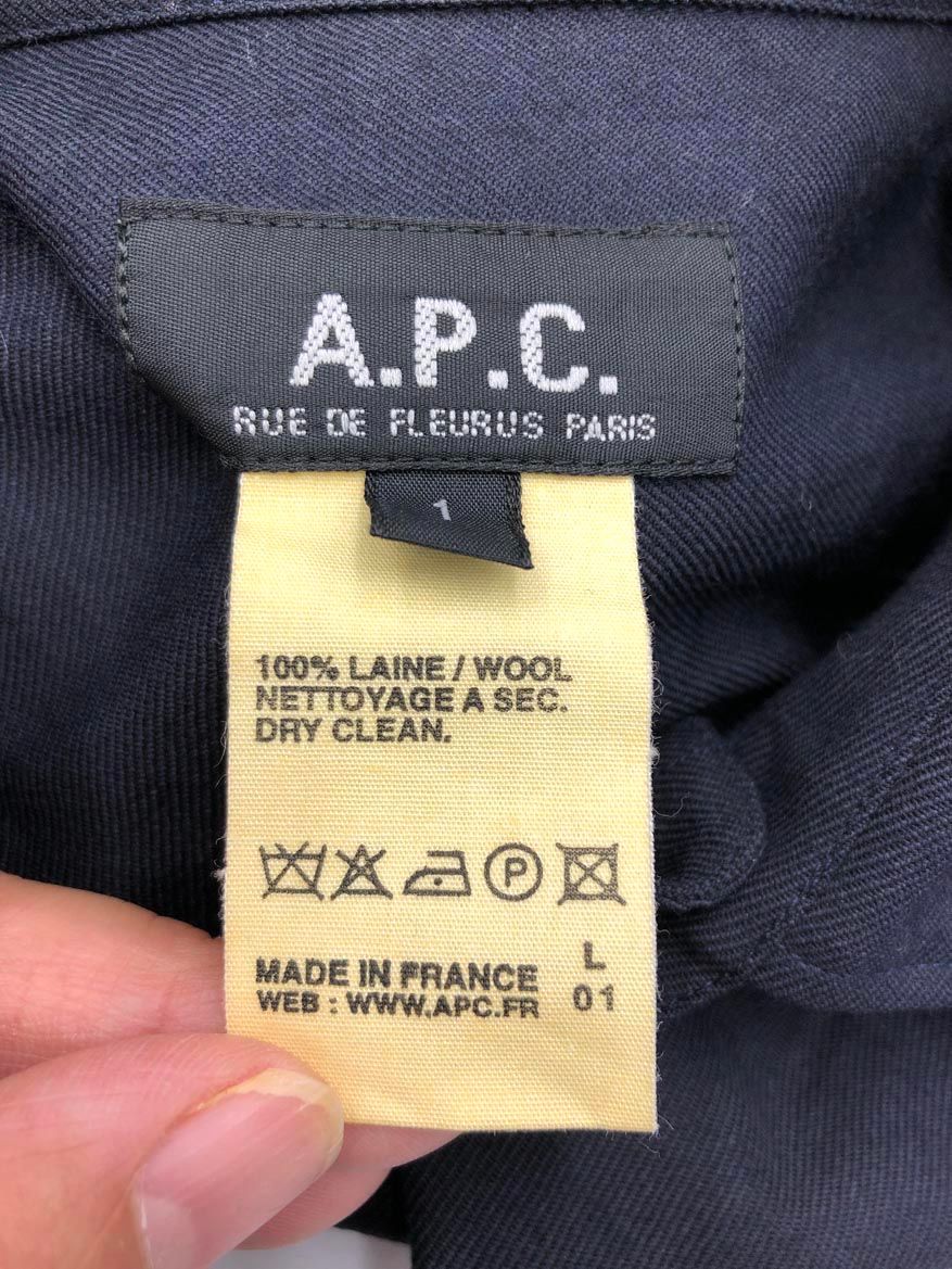 A.P.C. アーペーセー 胸ポケット ウール シャツ size1 /濃紺