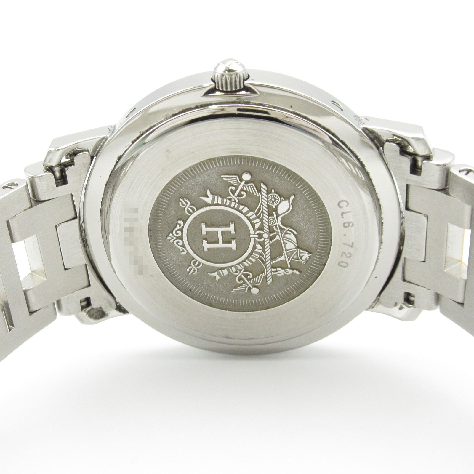 エルメス HERMES 腕時計 クリッパーコンビ CL6.720 ホワイト GP 