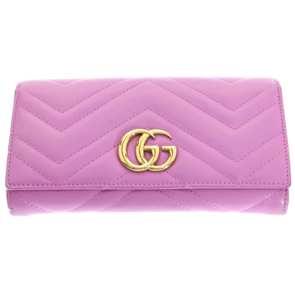 GUCCI (グッチ) GGマーモント ロゴプレート レザー ロング GUCCI (グッチ) GGマーモント ロゴプレート レザー ロング